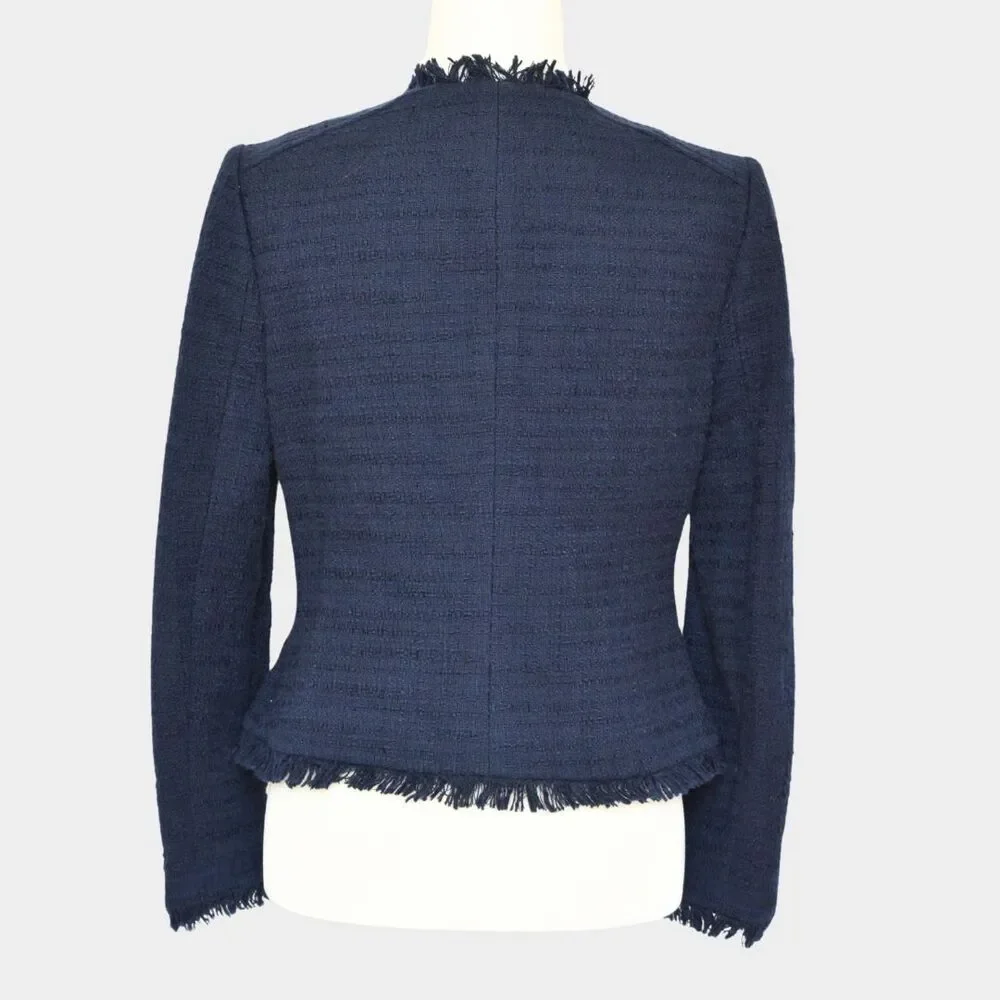 J.CREW Women's Tweed Motorcycle Jacket With Fringe Size 8